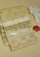 Beige - Raaga - Premium Raw Mango silk saree with stylish buttas and border
