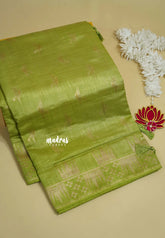 Light Green - Raaga - Premium Raw Mango silk saree with stylish buttas and border