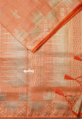 Peach - Raaga - Premium Raw Mango silk saree with stylish buttas and border