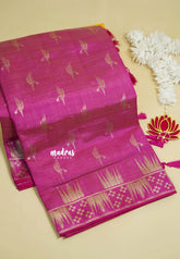 Queen's Pink - Raaga - Premium Raw Mango silk saree with stylish buttas and border