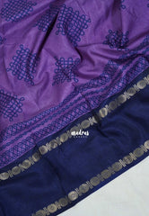 Lavender Purple - Premium Vasundra Sungudi Kolam Style Printed Silk Rettapet Rudraksham Border - Best for Casual Wear