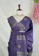 Muted Lavender Purple - Vadhanam - 120 Count Linen Tussar Saree with Jimiki Buttas and Rich Pallu - Perfect for Diwali Festive