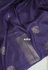 Muted Lavender Purple - Vadhanam - 120 Count Linen Tussar Saree with Jimiki Buttas and Rich Pallu - Perfect for Diwali Festive