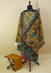Amitha – Rosewood Mauve Premium cotton kalamkari hand stitched yoke and chanderi cotton dupatta
