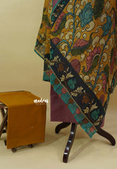 Amitha – Rosewood Mauve Premium cotton kalamkari hand stitched yoke and chanderi cotton dupatta