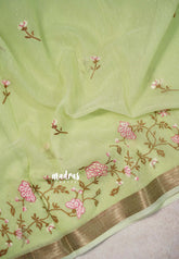 Pastel Green - Thilothama - Premium Lightweight Coton Silk Jacquard Weaving with Buttas - Perfect for Office Wear | Casual Wear