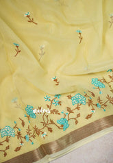 Corn Yellow - Thilothama - Premium Lightweight Coton Silk Jacquard Weaving with Buttas - Perfect for Office Wear | Casual Wear