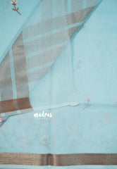 Sky Melody Blue - Thilothama - Premium Lightweight Coton Silk Jacquard Weaving with Buttas - Perfect for Office Wear | Casual Wear