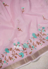 Baby Pink - Thilothama - Premium Lightweight Coton Silk Jacquard Weaving with Buttas - Perfect for Office Wear | Casual Wear