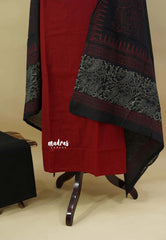 Amitha – Rusk Maroon Premium pre-washed handspun cotton kalamkari yoke cotton suit