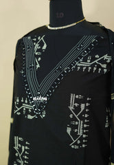 Amitha – Black Premium pre-washed handspun cotton suit with chiffon dupatta plain bottom