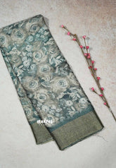 Light English Green - Premium printed silk Floral Design