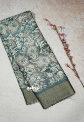 Light English Green - Premium printed silk Floral Design