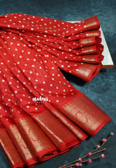 Royal Chilli Red - Premium printed silk with bandhani prints