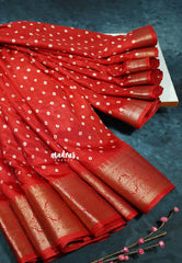 Royal Chilli Red - Premium printed silk with bandhani prints