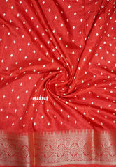 Royal Chilli Red - Premium printed silk with bandhani prints