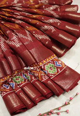 Majestic Maroon - Premium printed silk with ikkat prints