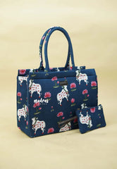 MS7 Quilted European-Style Laptop Bag – Pichwai cow print