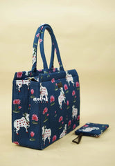 MS7 Quilted European-Style Laptop Bag – Pichwai cow print