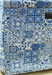 MS7 Quilted European-Style Laptop Bag – Blue Tile Print