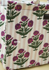 MS7 Quilted European-Style Laptop Bag – Floral Ivory