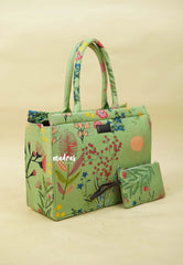 MS7 Quilted European-Style Laptop Bag – Botanical Green