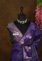 Royal Purple - Raaga Premium Semi tussar with Vaira Oosi Weaving Body - Perfect for Festive Wear