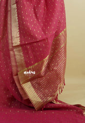 Pink - Premium Soft Slub Cotton with full weaving buttas with Zari Border