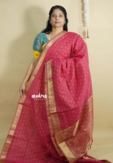 Pink - Premium Soft Slub Cotton with full weaving buttas with Zari Border