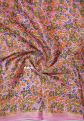 Lilac Pink - Premium Vasundra Printed Silk Checks body with Kalamkari Pallu and Blouse - Best for Small Functions