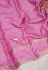 Lilac Pink - Premium Vasundra Printed Silk Checks body with Kalamkari Pallu and Blouse - Best for Small Functions