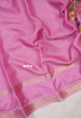 Lilac Pink - Premium Vasundra Printed Silk Checks body with Kalamkari Pallu and Blouse - Best for Small Functions