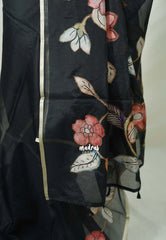 Black Pearl - Premium Kota Silk with Hand Painted Pen Kalamkari Applique Work - Best for Office Wear | Hightea Party