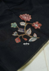 Black Pearl - Premium Kota Silk with Hand Painted Pen Kalamkari Applique Work - Best for Office Wear | Hightea Party