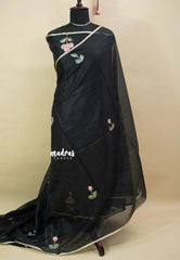 Black Pearl - Pure Kota silk with hand painted floral work saree design 1