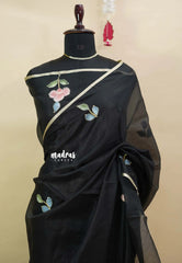 Black Pearl - Pure Kota silk with hand painted floral work saree design 1