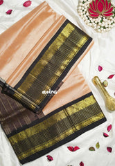 Powder Peach - Meenakshi - Light Weight Pure Silk Cotton Saree with Yaanai, Mayil Border Contrast Pallu and Blouse - Perfect for Wedding Functions