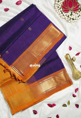 Royal Purple - Meenakshi - Light Weight Pure Silk Cotton Saree Getti Border with Buttas Contrast Pallu and Blouse - Perfect for Wedding Functions
