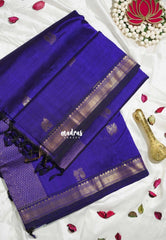Violet Purple - Meenakshi - Light Weight Pure Silk Cotton Saree Small Border with Yaanai, Mayil Buttas - Perfect for Wedding Functions