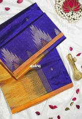 Violet Purple - Meenakshi - Light Weight Pure Silk Cotton Saree with Temple Border Contrast Pallu and Blouse - Perfect for Wedding Functions