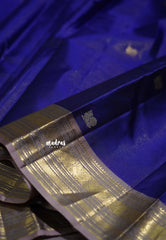 Violet Blue - Kumudavalli - Pure Kanchivaram Wedding Bridal Silk Saree Vaira Oosi Weaving Annam and Rudraksham Buttas with Annam Border - Perfect for Wedding Functions