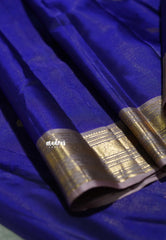 Violet Blue - Kumudavalli - Pure Kanchivaram Wedding Bridal Silk Saree Vaira Oosi Weaving Annam and Rudraksham Buttas with Annam Border - Perfect for Wedding Functions