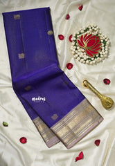 Violet Blue - Kumudavalli - Pure Kanchivaram Wedding Bridal Silk Saree Vaira Oosi Weaving Annam and Rudraksham Buttas with Annam Border - Perfect for Wedding Functions