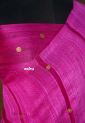 Fuchsia Pink - Pure Matka Silk with Gold-Toned Buttas - Handloom Certificate