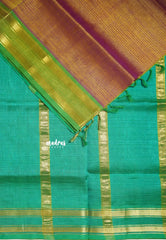 Dual Shade Mustard Brown - Meenakshi - Light Weight Pure Silk Cotton Saree Line with Rettapet Border Contrast Pallu and Blouse - Perfect for Wedding Functions