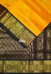 Orangish Yellow - Meenakshi - Light Weight Pure Silk Cotton Saree Traditional Border with Mayil Buttas Contrast Pallu and Blouse - Perfect for Wedding Functions