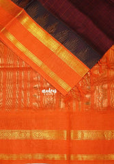 Deep Maroon - Meenakshi - Light Weight Pure Silk Cotton Saree Square Checks Body with Temple Weaving Traditional Border Contrast Pallu and Blouse - Perfect for Wedding Functions