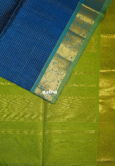 Peacock Blue - Meenakshi - Light Weight Pure Silk Cotton Saree with Zari Muthu Kattam Body Mayil Border Contrast Pallu and Blouse - Perfect for Wedding Functions