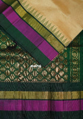 Sandal Beige - Meenakshi - Light Weight Pure Silk Cotton Saree Getti and Skirt Border Contrast Pallu and Blouse - Perfect for Wedding Functions