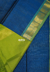Peacock Blue - Meenakshi - Light Weight Pure Silk Cotton Saree with Zari Muthu Kattam Body Mayil Border Contrast Pallu and Blouse - Perfect for Wedding Functions
